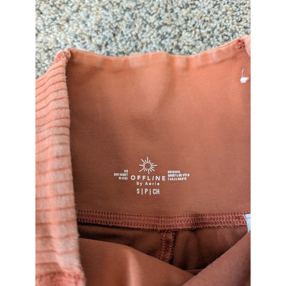 OFFLINE by Aerie OG Bike Shorts High Rise Ribbed Side Pockets Clay Orange S - Picture 5 of 5